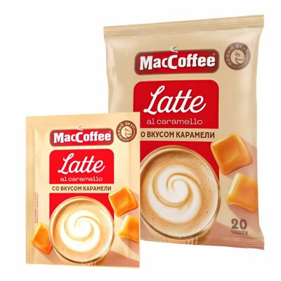 Кофейный напиток MacCoffee Latte 3 в 1 со вкусом карамели 24г×20 мягкая упаковка