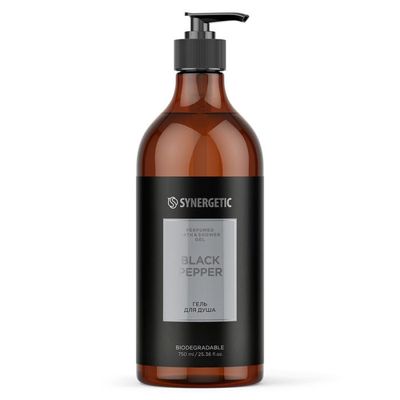 Гель для душа SYNERGETIC 750мл Парфюмированный black pepper/черный перец