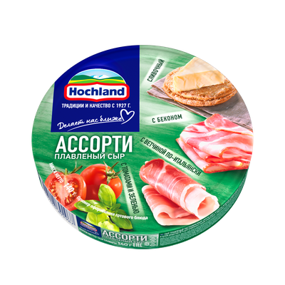 Сыр плавленый Hochland Ассорти зелёное, коробка, 140г