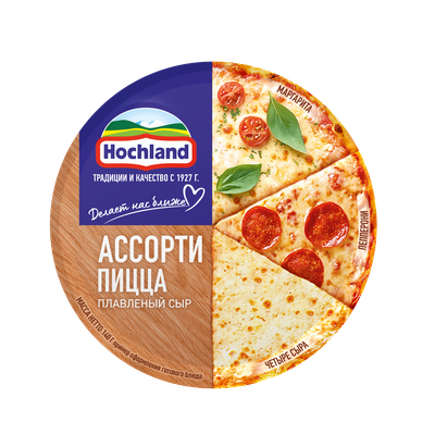Сыр Hochland плавленый круг ассорти пицца коробка 140 г