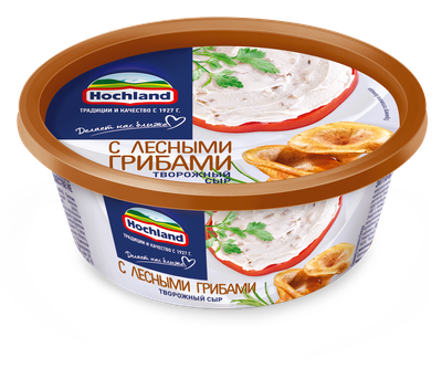 Сыр творожный Hochland с лесными грибами, ванночка, 140г