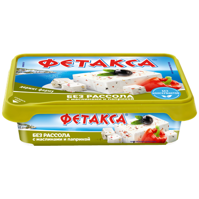 Сыр Hochland Фетакса без рассола с маслинами и паприкой, ванночка, 200г