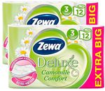 Бумажные платочки ZEWA Delux 24шт 3сл с ароматом ромашки (спайка 24 шт)