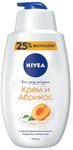 Гель для душа NIVEA 750мл Гель-уход Крем абрикос (Hydra IQ)*6