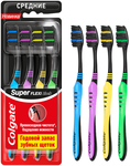 Зубная щетка COLGATE 3+1шт Super Flexi Black сред.жест.