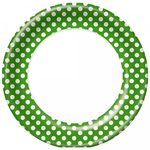 Посуда одноразовая BGREEN 10шт Тарелка картонная d - 23 см Горох на зеленом