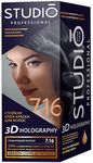 Крем-краска для волос STUDIO 3D Golografic 50/50/15мл 7.16 Графитовый метеор*6