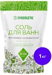 Соль для ванн SYNERGETIC 1000г Магниево-сульфатная с Маслом Эвкалипта