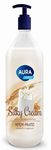 Мыло жидкое AURA Silky Cream 1000мл Крем-мыло Шелк и рисовое молочко флакон/дозатор КК/6
