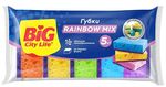 Губки хозяйственные BIG City 5шт кухонные крупнопористые Rainbow (30шт/ящ)