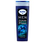 Гель для душа AURA Men 380мл 3в1 Экстра Свежесть флакон/флиптоп КК/8