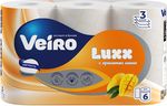 Бумага туалетная VEIRO Luxx 6шт 3сл Бумага туалетная ароматизированная Манго Белая