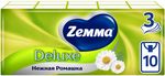 ZEMMA Deluxe10шт 3сл Носовые платки Нежная Ромашка (выписка кратно 10 шт!!!)