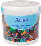 Ватные палочки AURA 200шт стакан круглый/36