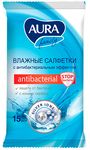 Влажные салфетки AURA Family 15шт с антибактериальным эффектом NEW