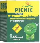 Средство от летающих PICNIC Family Электрофумигатор + 30мл жидкость от комаров 45 ночей*6