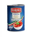 FEDERICI Томаты резаные в с/с с базиликом 425гр *12 ж/б ключ