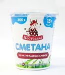 Сметана Пестравка 15% 300г стакан