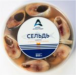 Пресервы из разделанной рыбы. Сельдь атлантическая кусочки в пряно-солевой заливке, 800 г, Дары Атлантиды