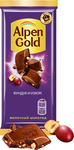 Шоколад молочный Alpen Gold Альпен Гольд с фундуком и изюмом, 80г