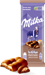 Шоколад молочный пористый "Milka Bubbles" с начинкой со вкусом капучино, 87г
