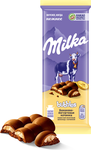 Шоколад молочный пористый "Milka Bubbles" с бананово-йогуртовой начинкой, 87г 