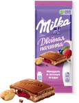 Шоколад молочный "Милка" с двухслойной начинкой: миндальная начинка и начинка "Лесные Ягоды", 80г