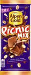 ШОКОЛАД МОЛОЧНЫЙ «ALPEN GOLD» «PICNIC» MIX (МИКС) С АРАХИСОМ, ИЗЮМОМ, ВОЗДУШНЫМ РИСОМ, КУСОЧКАМИ КАРАМЕЛИ И ВАФЕЛЬНОЙ КРОШКОЙ В КАРАМЕЛИ 130 г