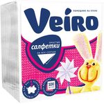 Бумажные салфетки VEIRO 100шт 1сл столовые сервировочные Белые